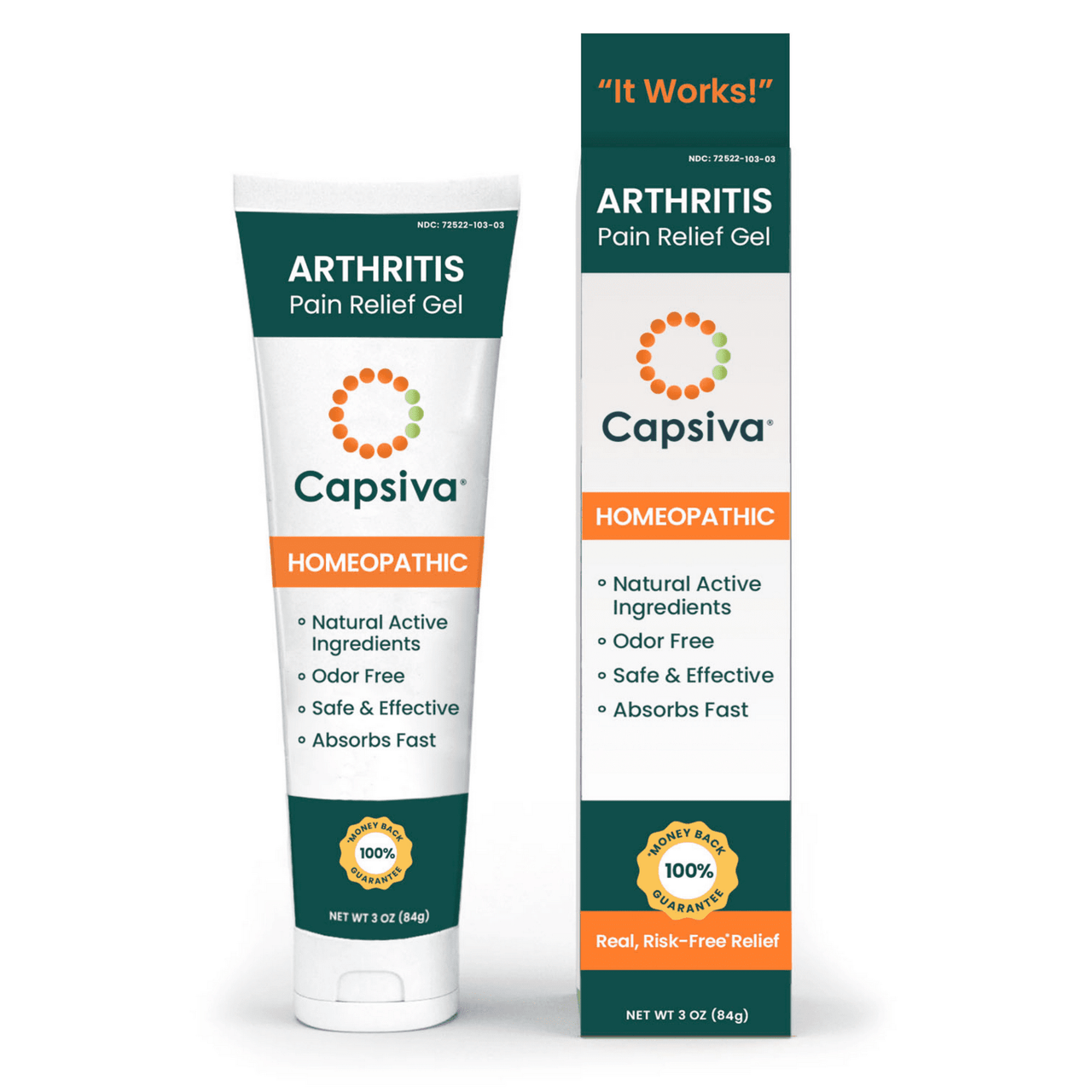 Capsiva Homeopathic Arthritis Pain Relieving Gel, 3 Oz